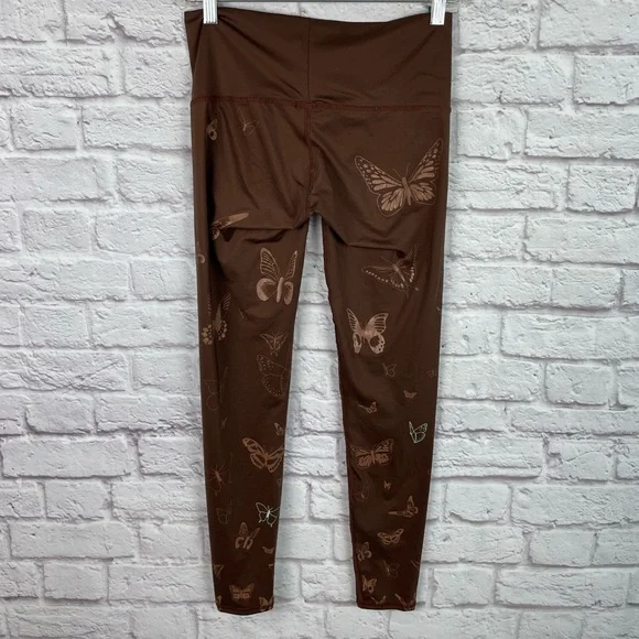 [Teeki] Here & Now Brown Butterfly Leggings **RARE PRINT** - Picture 2 of 5